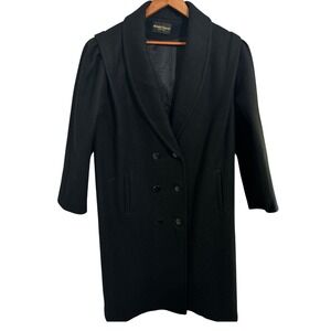 Michelle Francois Black Full Double Breasted Wool Coat Unsized Read Measurements